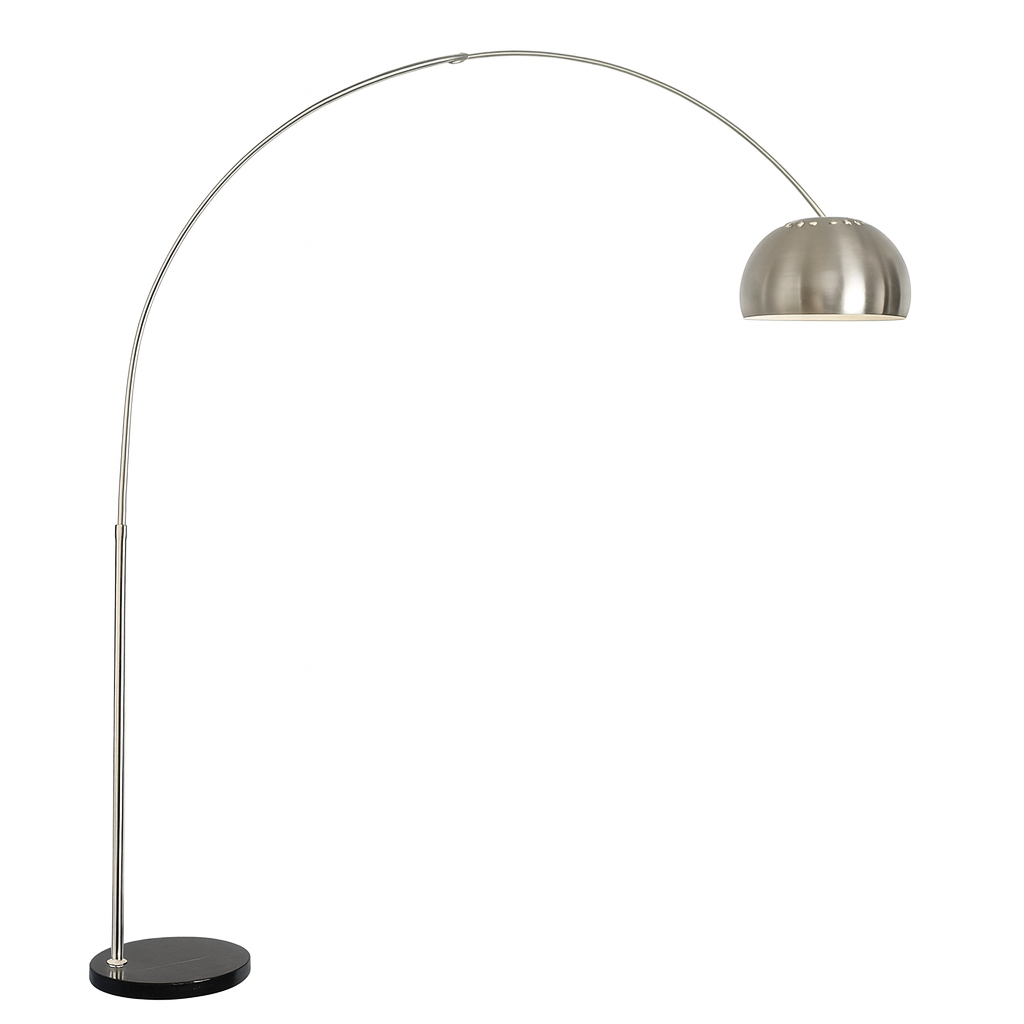 Luminária de Chão Arco Inox com Cúpula Metálica TG