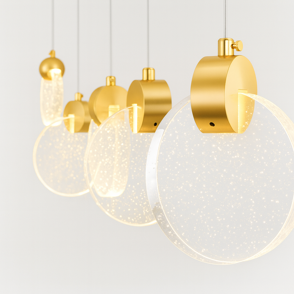 Lustre Pendente Led Moderno   - Lua de Vidro