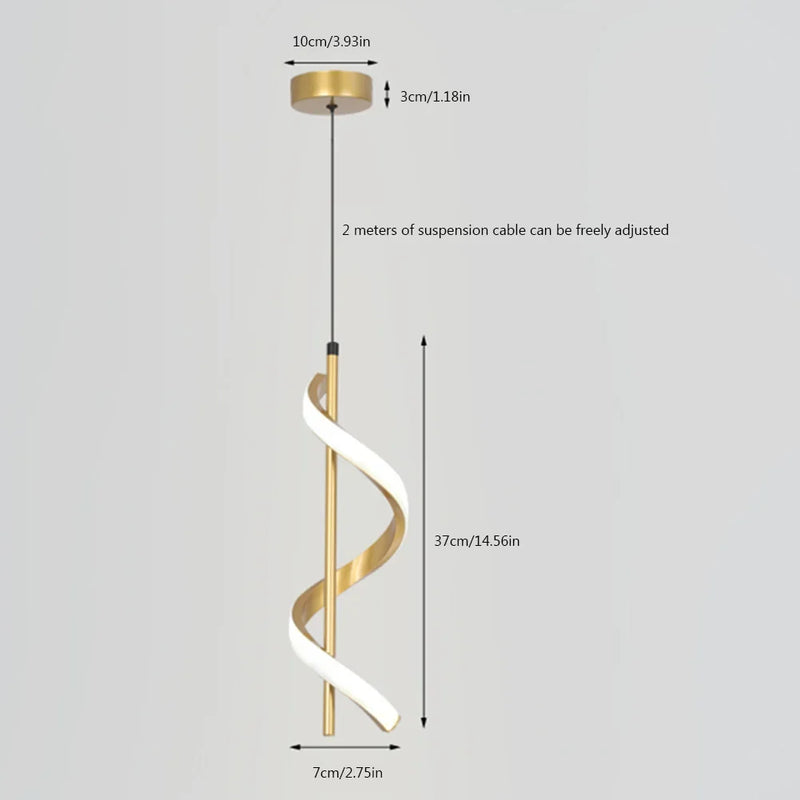 Luminária pendente de LED espiral TG