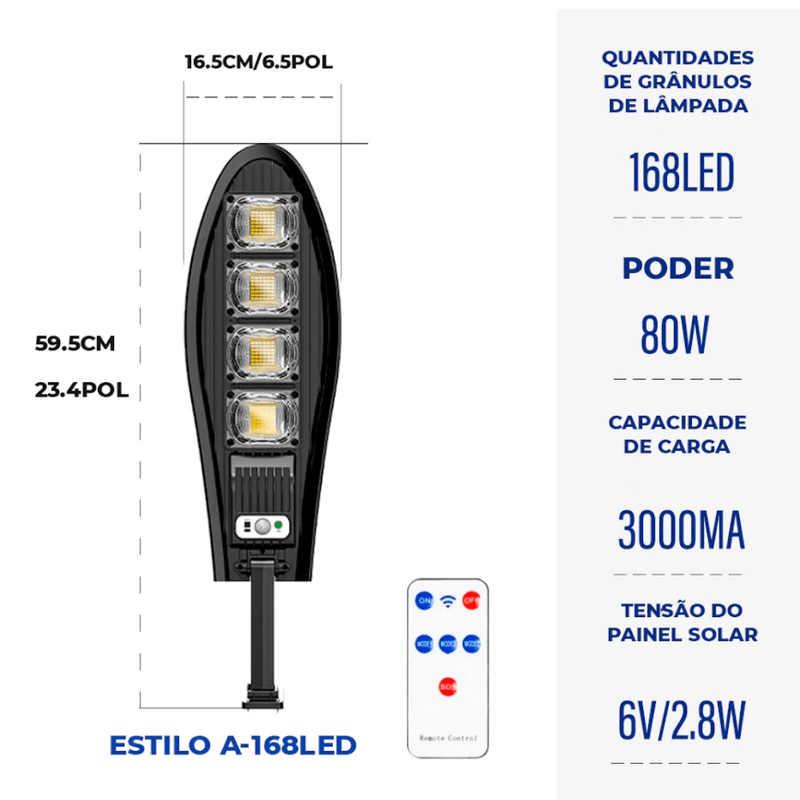 Luminaria Solar Externa Com Controle Remoto - TG Plugs 