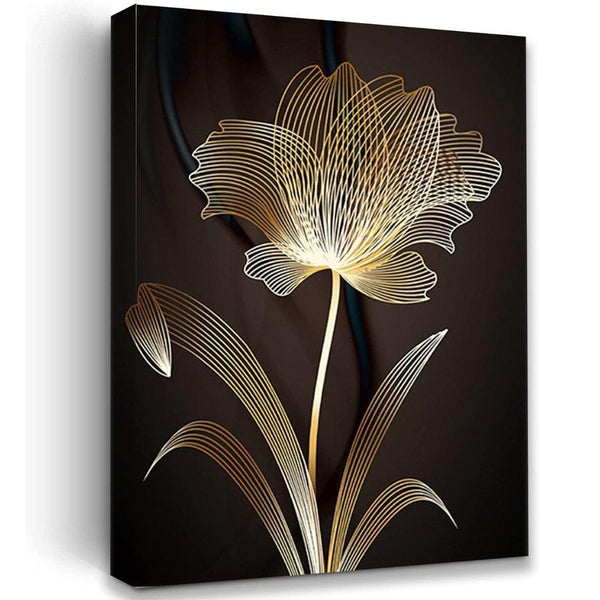 Quadro decorativo Flor Abstrata dourada Promoção - TG Plugs